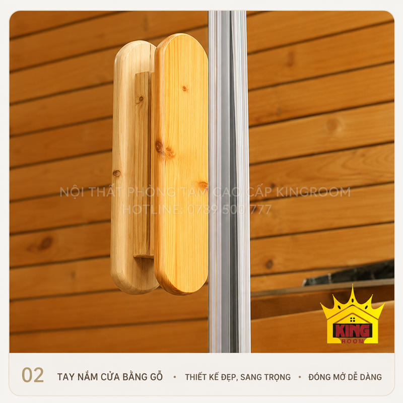 Tay nắm cửa gỗ phòng sauna gia đình KR-SN01