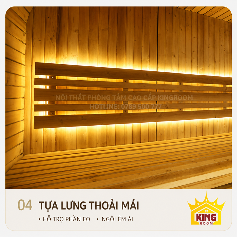 Tựa lưng gỗ trong phòng sauna gia đình KR-SN01