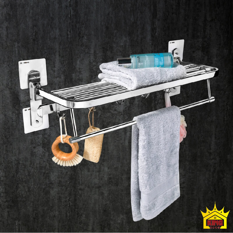 Giá treo khăn inox 304 lắp đặt không cần khoan tường