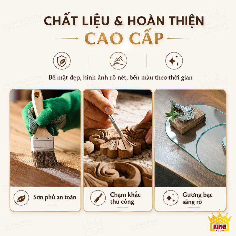 Chất liệu và hoàn thiện khung gỗ gương cổ điển toàn thân GTT01