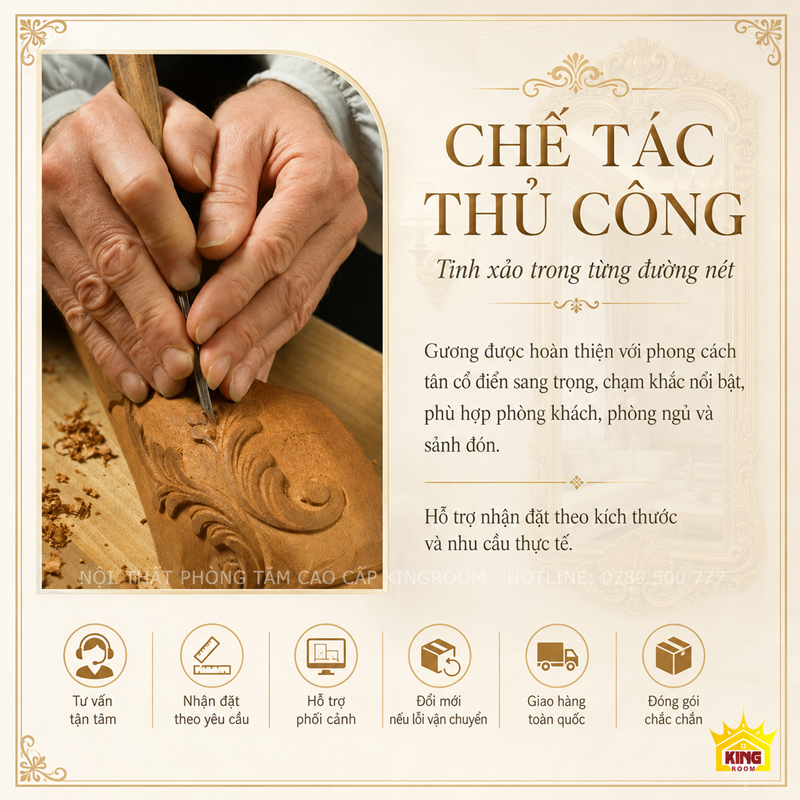 Chế tác khung gỗ Gương Soi Toàn Thân Cổ Điển GCT11