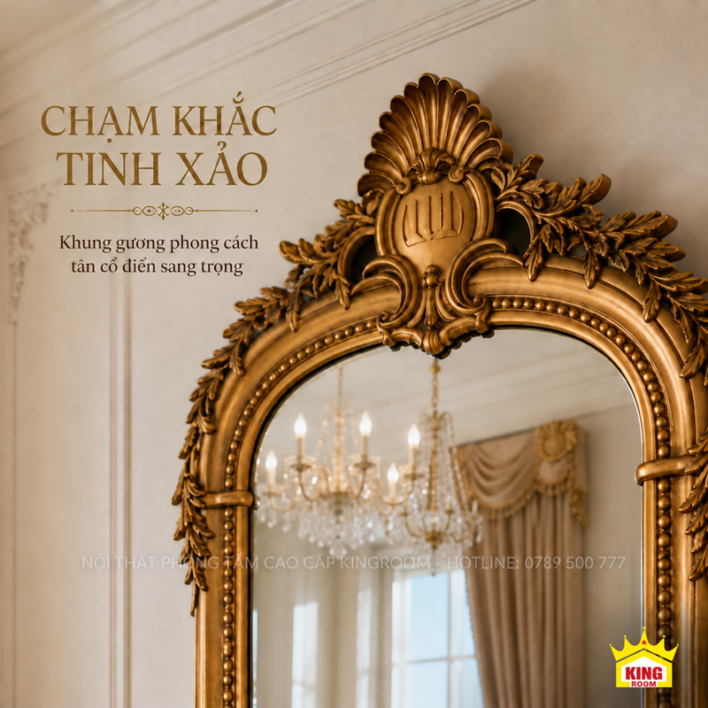 Chi tiết hoa văn Gương Soi Toàn Thân Cổ Điển GCT1