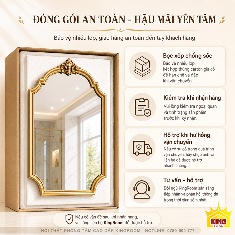 Đóng gói gương phòng tắm chống sốc an toàn khi vận chuyển