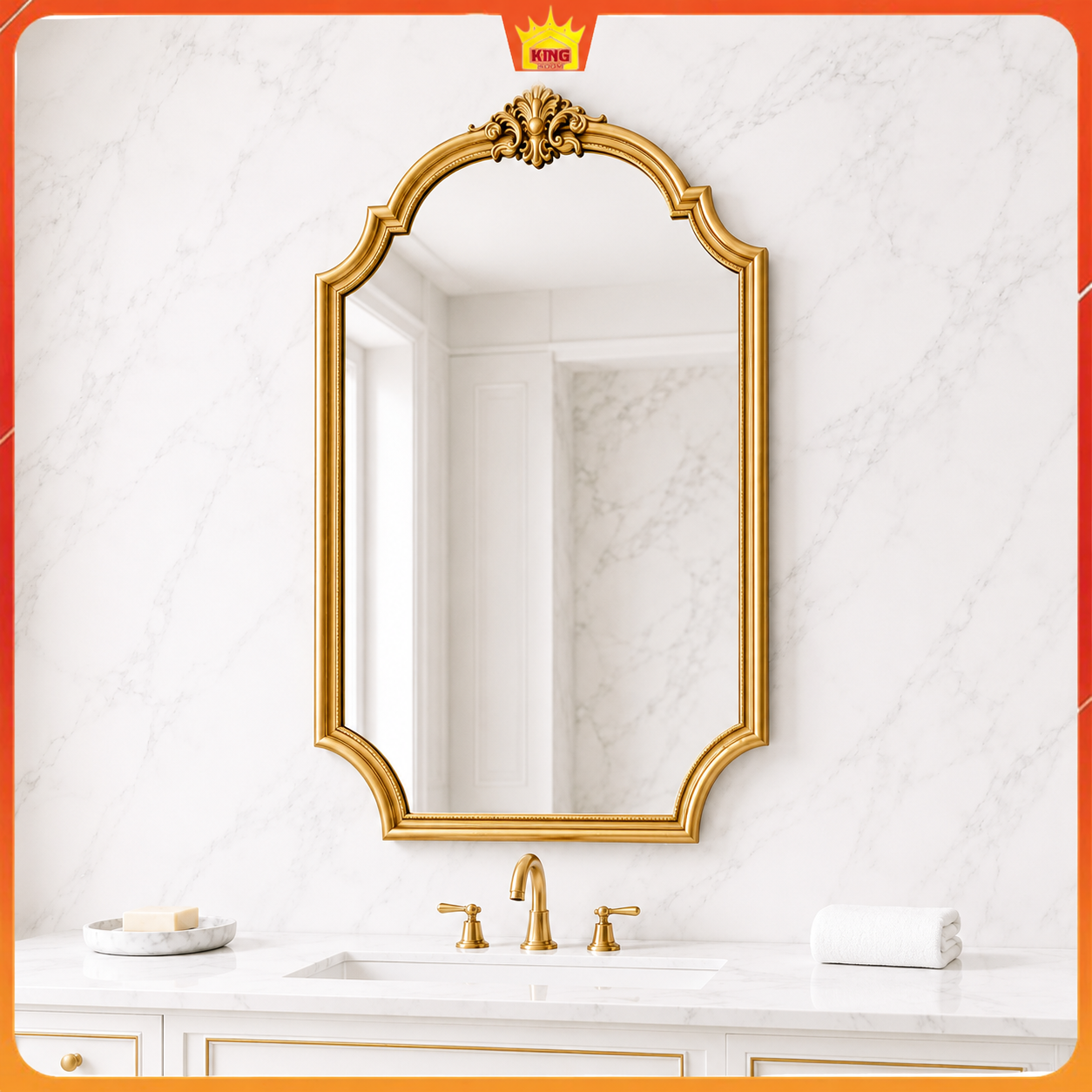 Gương phòng tắm cổ điển khung vàng Hoàng Gia KingRoom