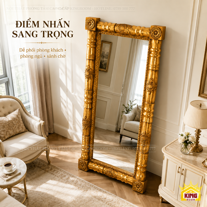 Gương cổ điển toàn thân GCT05 tạo điểm nhấn cho phòng khách
