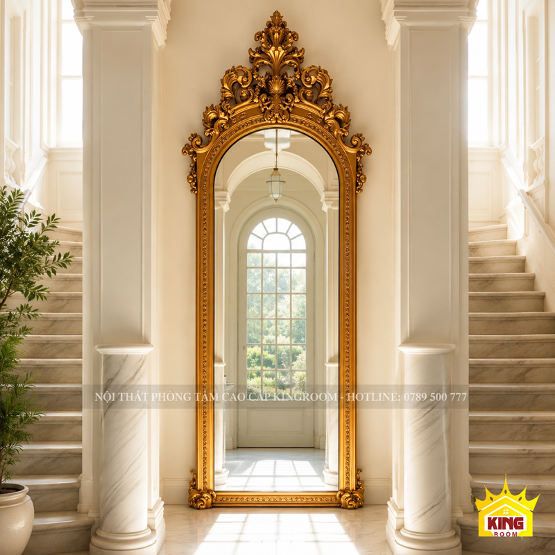 Gương đứng khung vàng cổ điển GCT10 kích thước 80x190cm