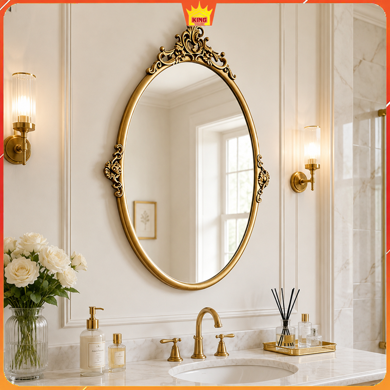 Guong Oval Co Dien Goc01 Khung Vang Lavabo