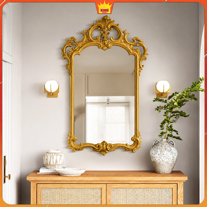 Gương phòng khách hoa văn cổ điển trang trí nội thất sang trọng