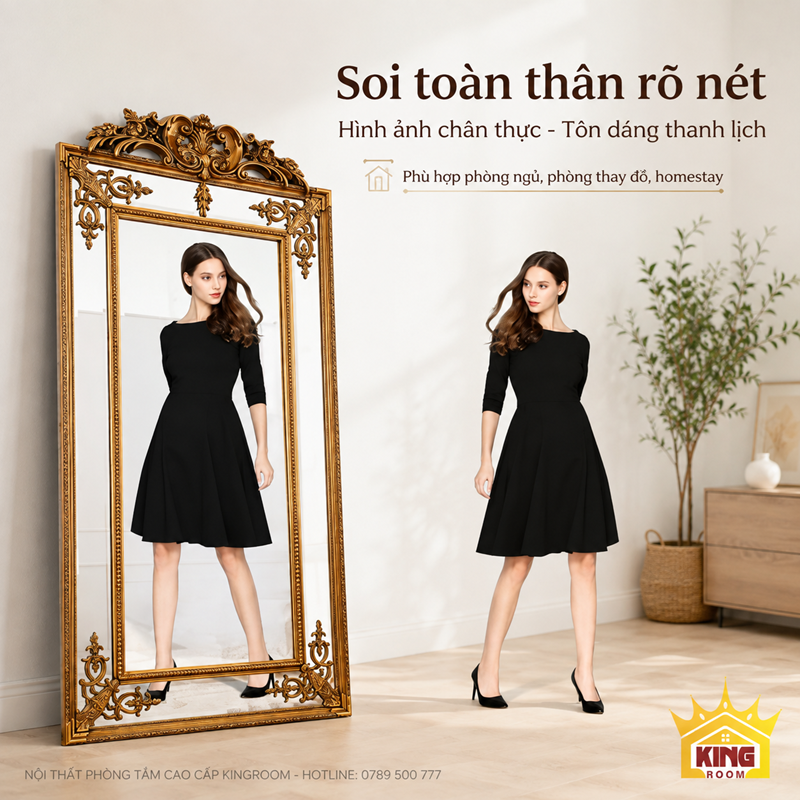 Gương toàn thân cổ điển A170 soi toàn thân rõ nét trong phòng ngủ và phòng thay đồ