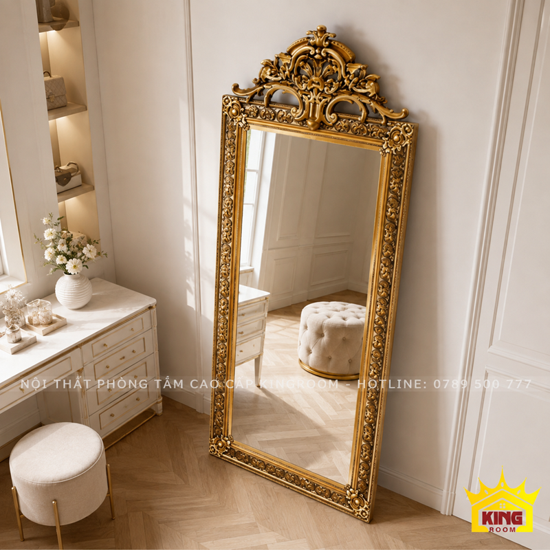 Gương Soi Toàn Thân Cổ Điển Khung Vàng Châu Âu GCT12