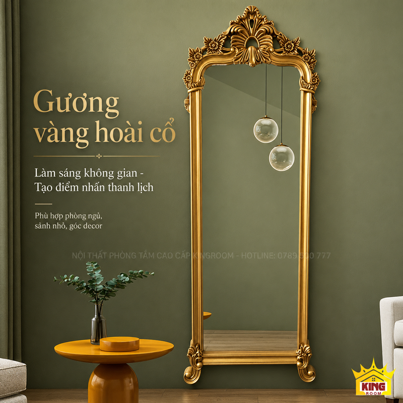 Gương vàng hoài cổ toàn thân V175 trang trí phòng ngủ