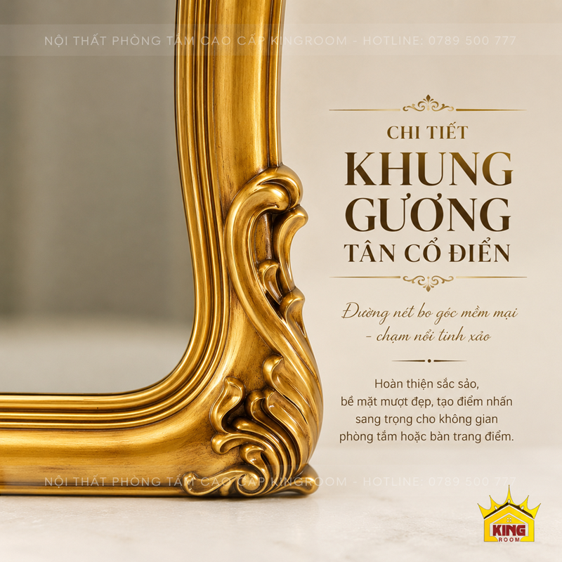 Chi tiết khung gương cổ điển 834A chạm khắc tinh tế