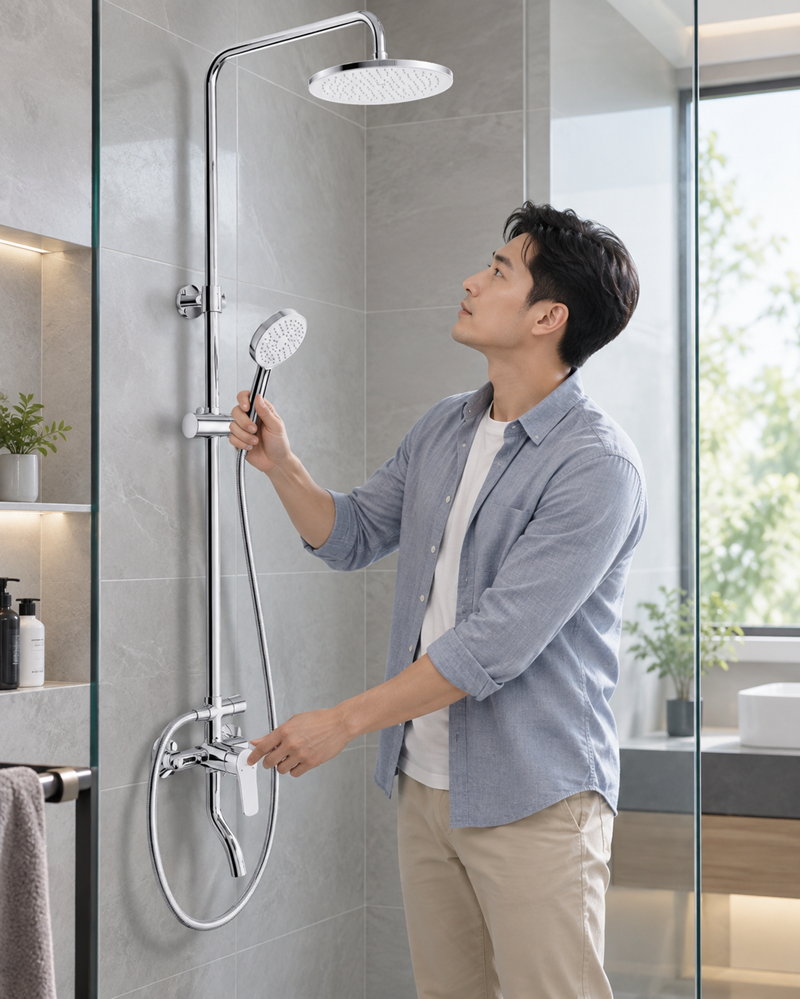 Kiểm tra bát sen và bộ điều khiển khi chọn vòi sen tắm đứng