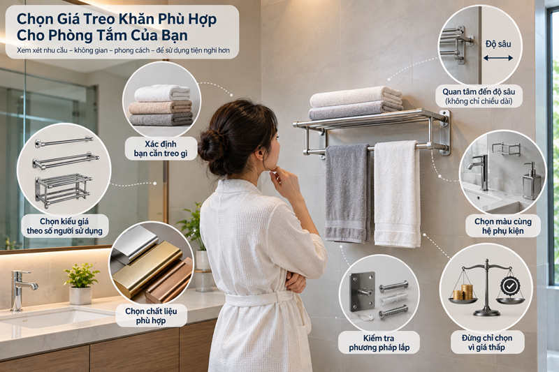 kinh nghiệm chọn giá treo khăn nhà tắm