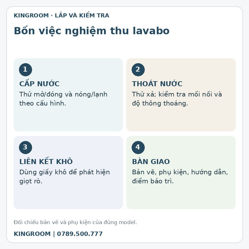 Bốn việc nghiệm thu lavabo