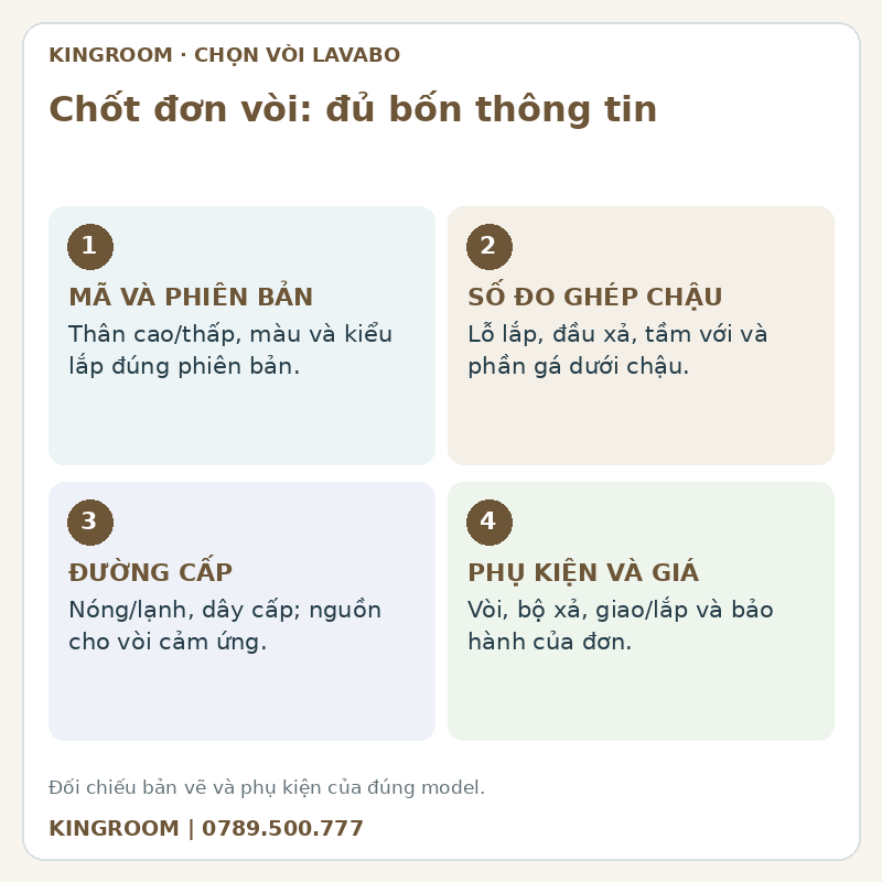 Chốt đơn vòi: đủ bốn thông tin