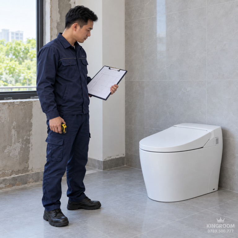 Chuẩn bị vị trí lắp bồn cầu thông minh