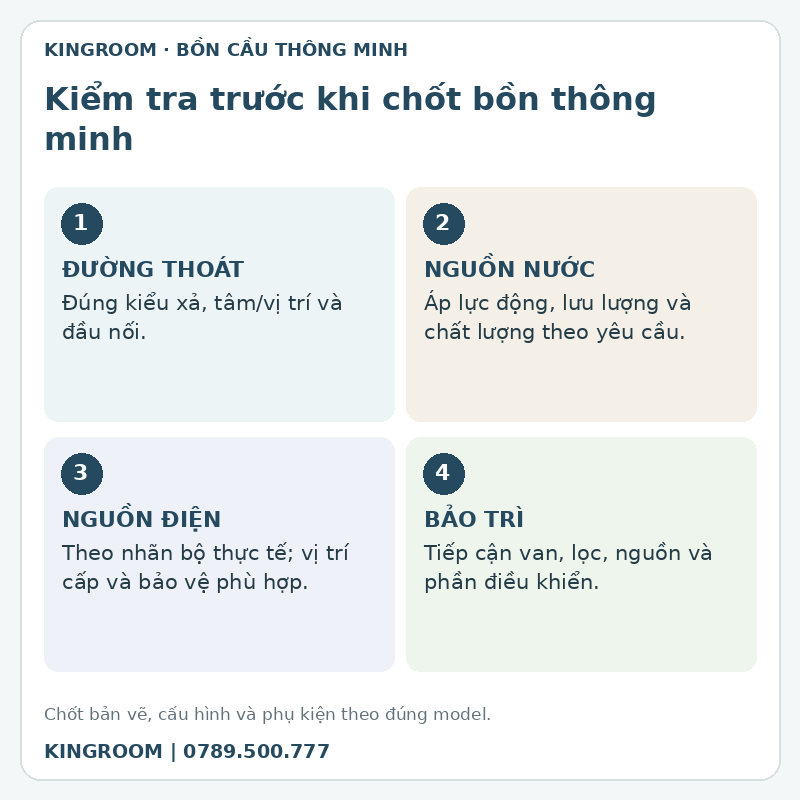Kiểm tra trước khi chốt bồn thông minh