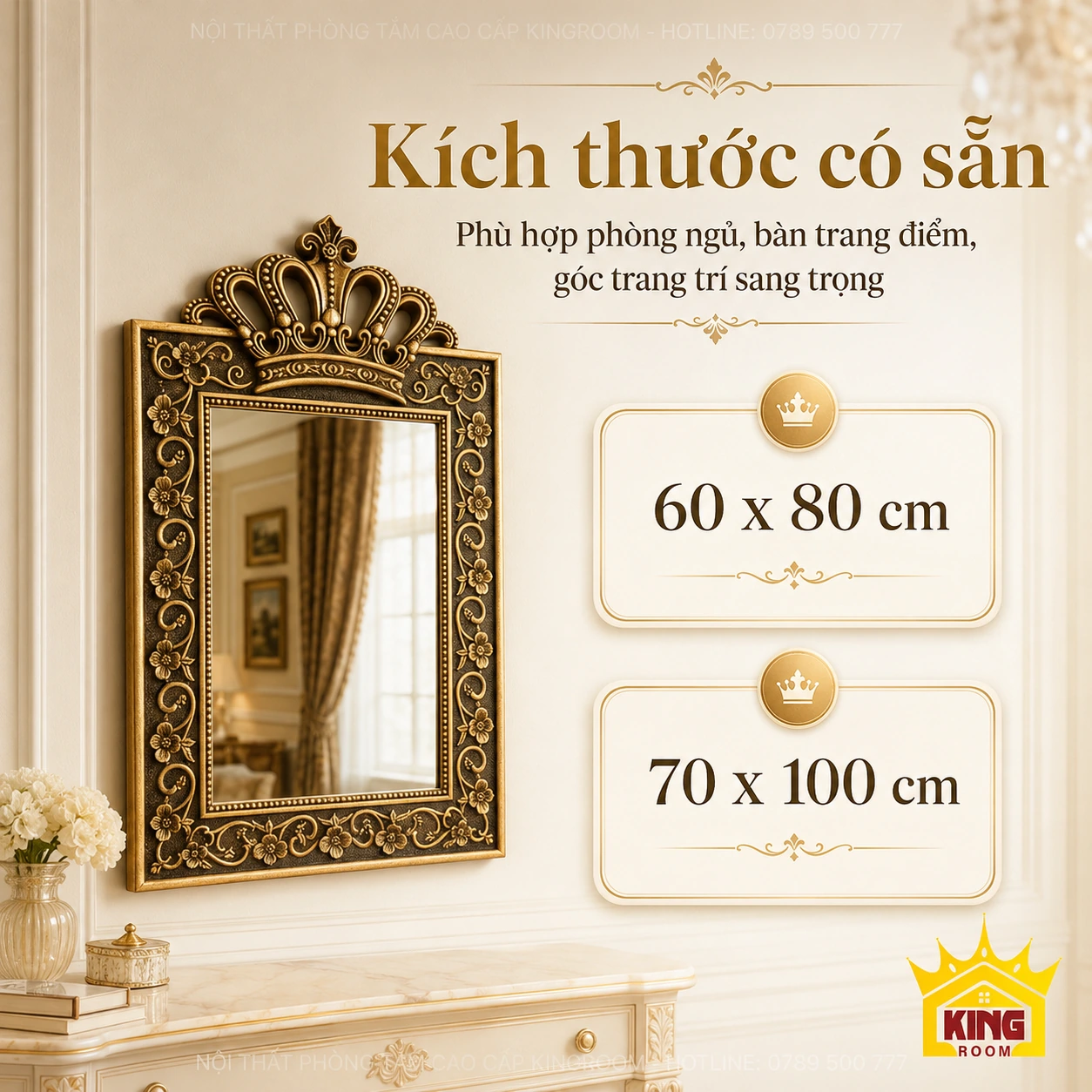 Bảng kích thước gương khung đen viền vàng 60×80 và 70×100 cm Bảng kích thước gương khung đen viền vàng 60×80 và 70×100 cm