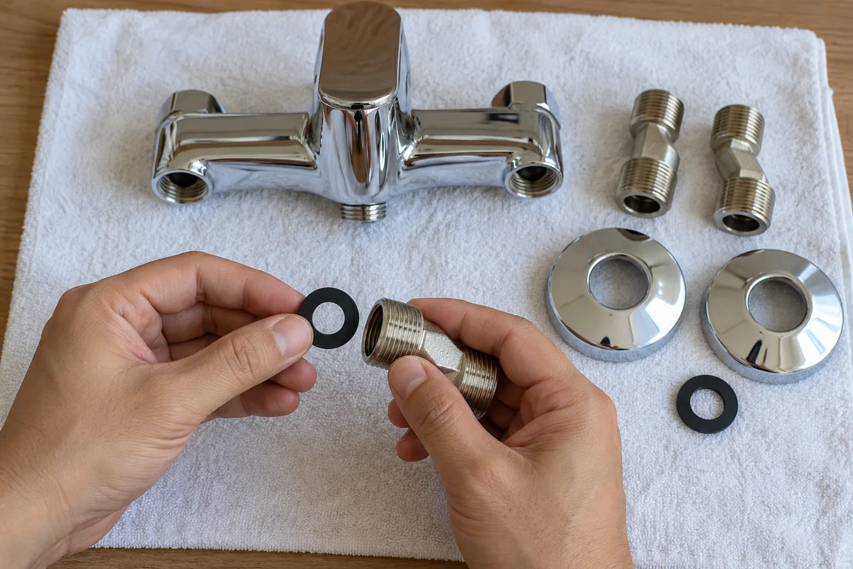 Đối chiếu gioăng và đầu nối trong bộ phụ kiện lắp