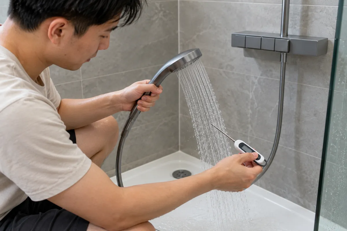 Kiểm tra nhiệt độ nước bằng đầu dò đặt trong dòng chảy