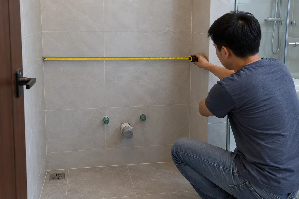 Đo bề rộng vị trí dự kiến đặt tủ lavabo
