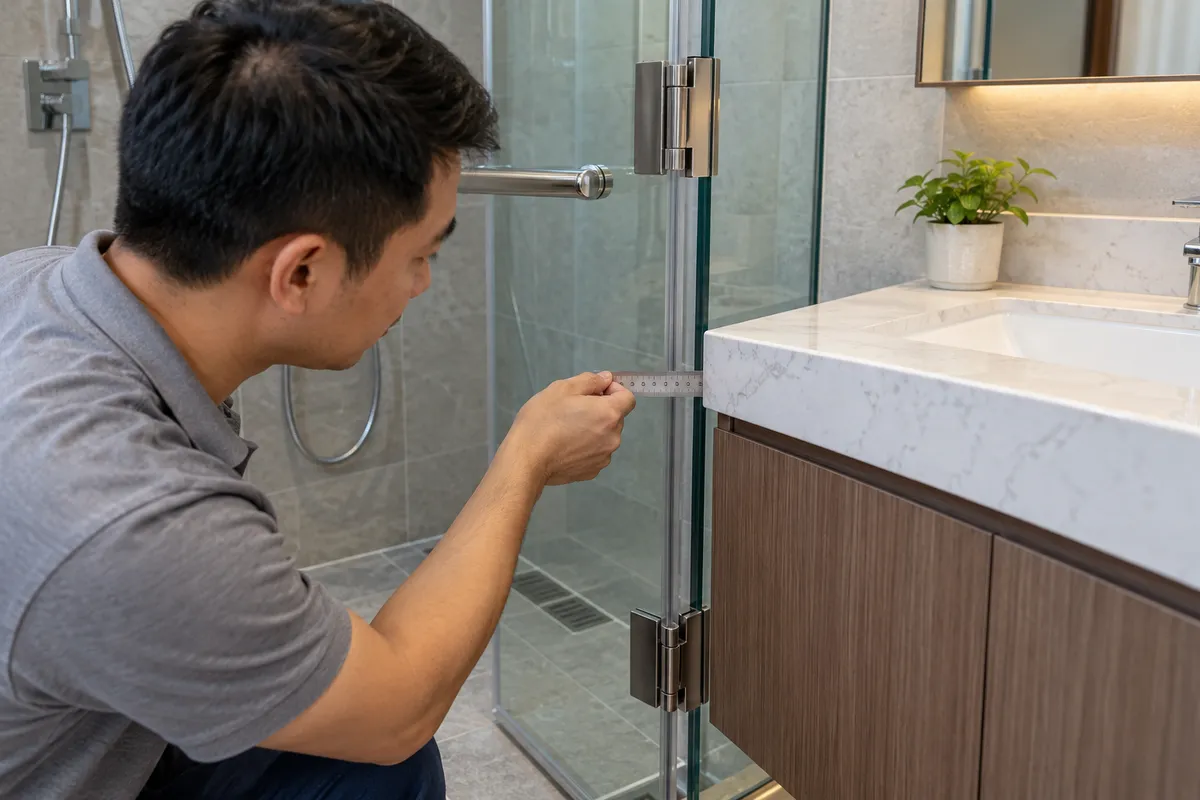 Kiểm tra khoảng trống giữa vách tắm và mép tủ
