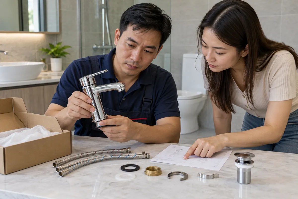 Kiểm đếm phụ kiện vòi theo bảng kê giao hàng
