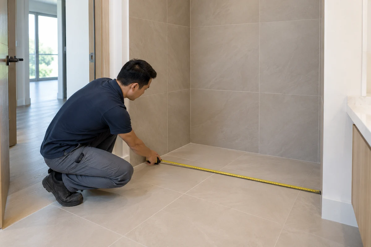 Minh họa đo chiều dài vùng dự kiến lắp bồn tắm