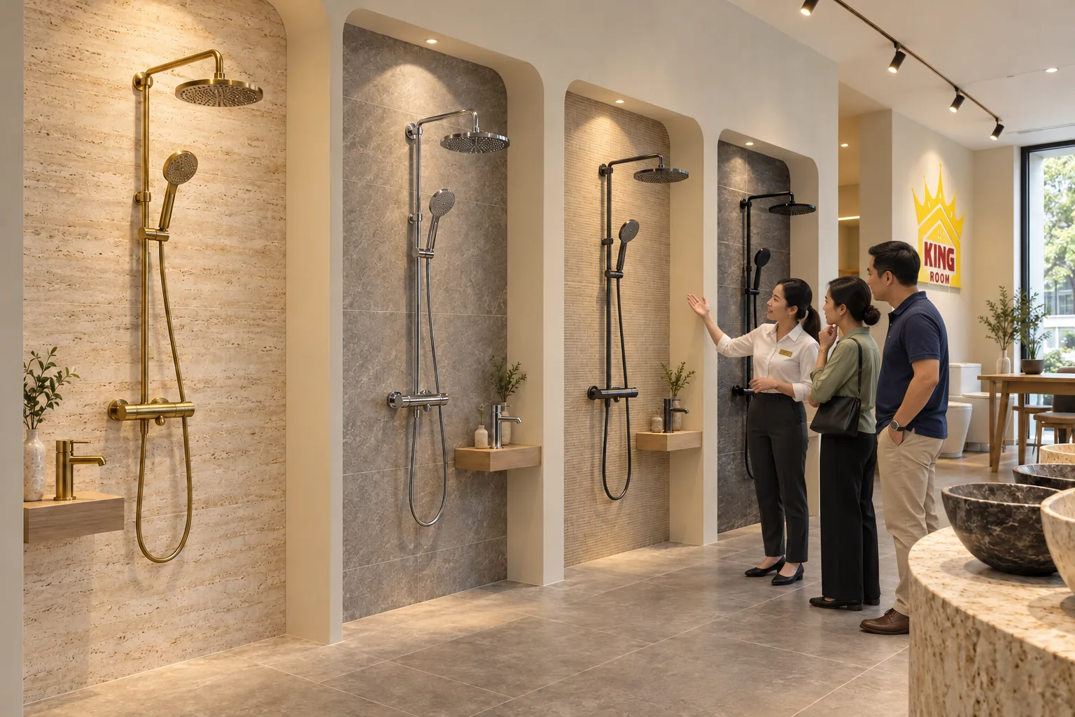 Phối cảnh minh họa đối chiếu các kiểu sen tắm