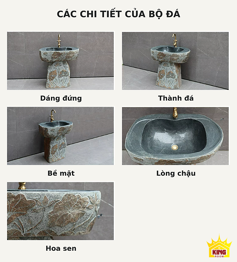 Lavabo đá chạm hoa sen – Các góc chụp dáng đứng, miệng, lòng và họa tiết hoa sen Các góc chụp dáng đứng, miệng, lòng và họa tiết hoa sen