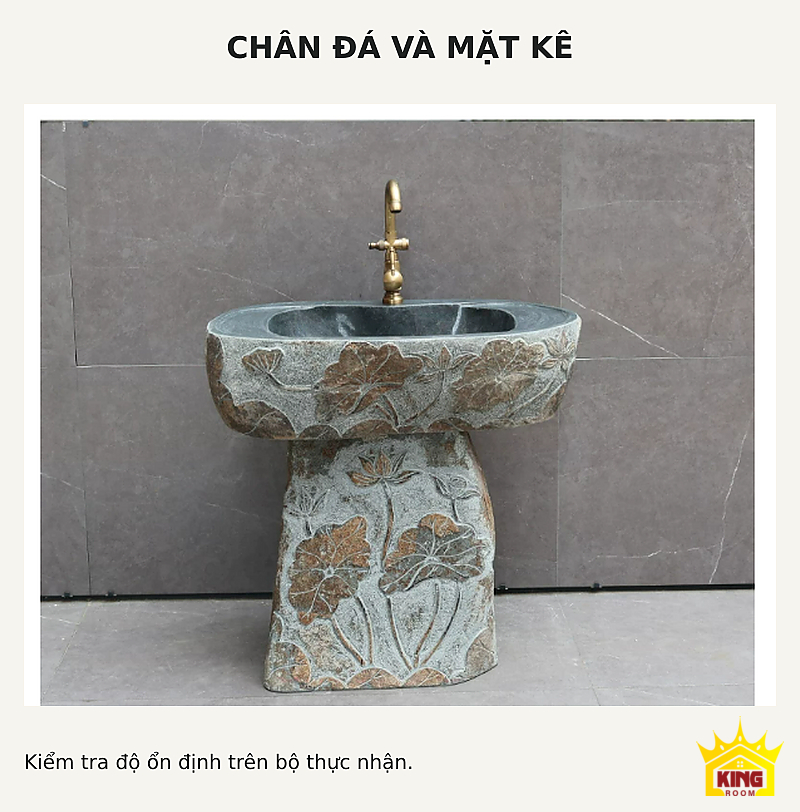 Lavabo đá chạm hoa sen – Chân và vùng mặt kê của bộ lavabo đá chạm hoa sen Chân và vùng mặt kê của bộ lavabo đá chạm hoa sen