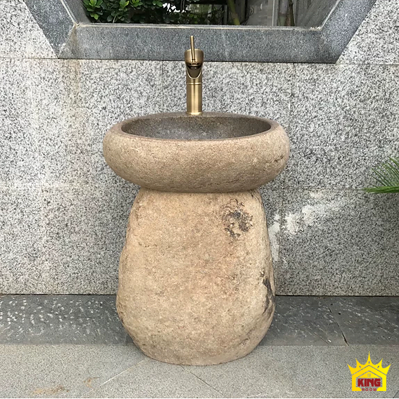 Bộ chậu chân bầu màu be nhìn chính diện