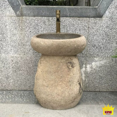 Bộ chân bầu và miệng chậu sáng đặt trước nền đá xám
