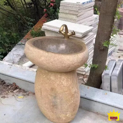 Góc nhìn nghiêng của chậu chân trụ và vị trí vòi phía sau