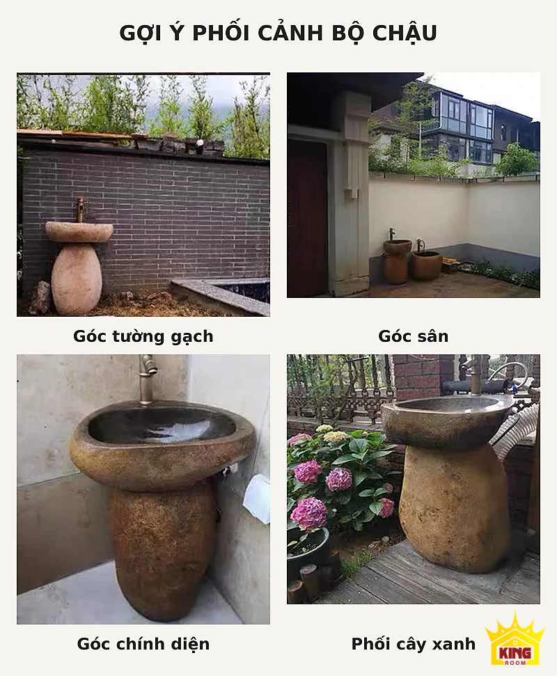 Lavabo đá cuội chân trụ – Những phối cảnh tham khảo của chậu chân trụ tại các góc kê Những phối cảnh tham khảo của chậu chân trụ tại các góc kê
