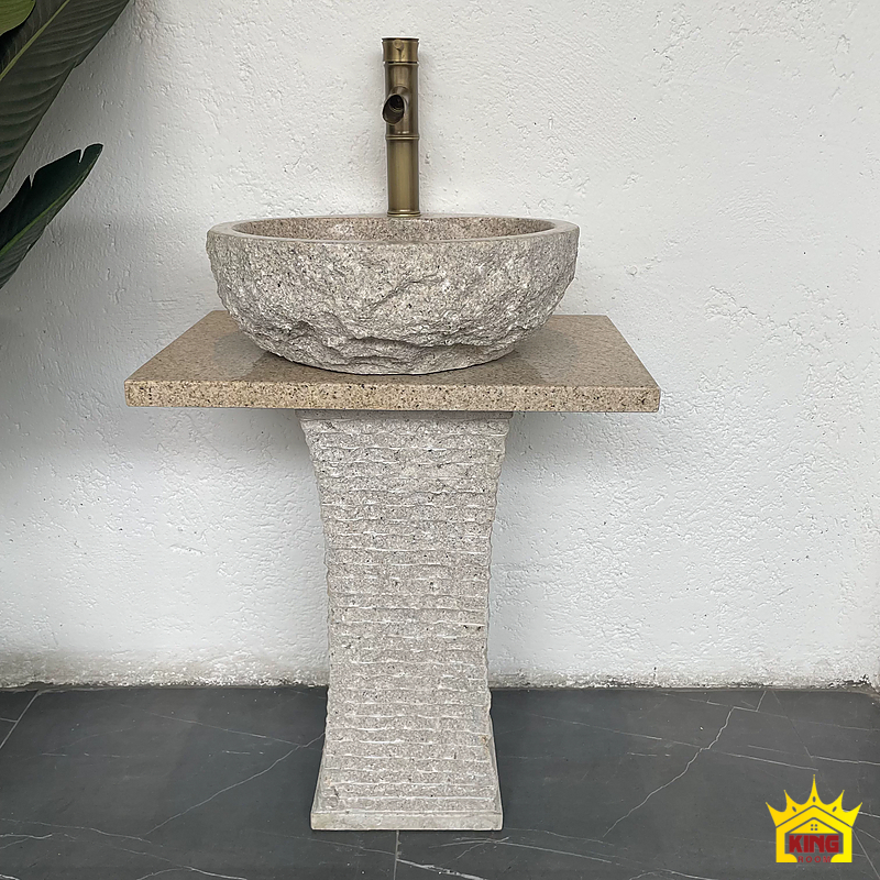 Bộ chậu lòng tròn chân vuông xám sáng