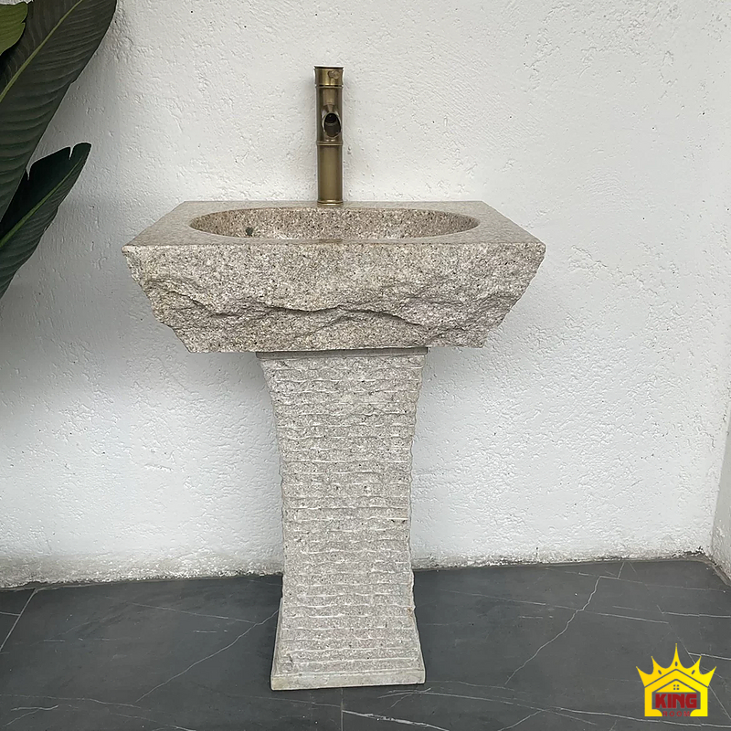 Lavabo đá cuội chân vuông – Góc ngang của cấu hình lòng vuông và chân đá thẳng Góc ngang của cấu hình lòng vuông và chân đá thẳng