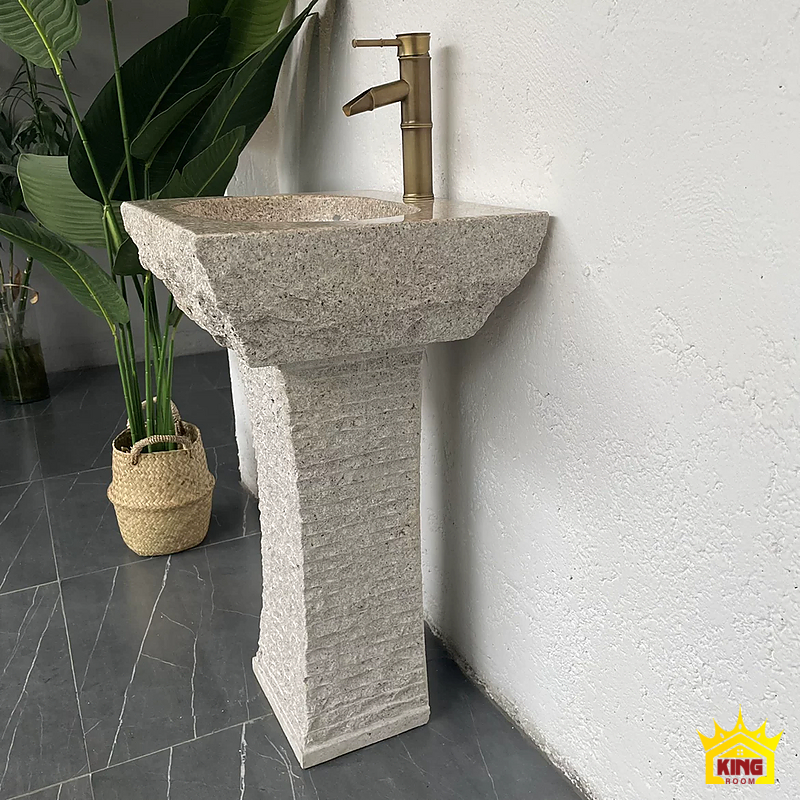 Lavabo đá cuội chân vuông – Cấu hình lòng vuông nhìn từ bên cạnh cây xanh Cấu hình lòng vuông nhìn từ bên cạnh cây xanh
