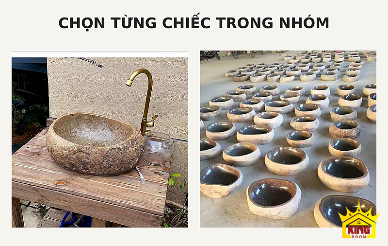 Lavabo đá cuội oval be nâu – Góc kê một chiếc và ảnh nhóm giúp chọn sắc đá mong muốn Góc kê một chiếc và ảnh nhóm giúp chọn sắc đá mong muốn