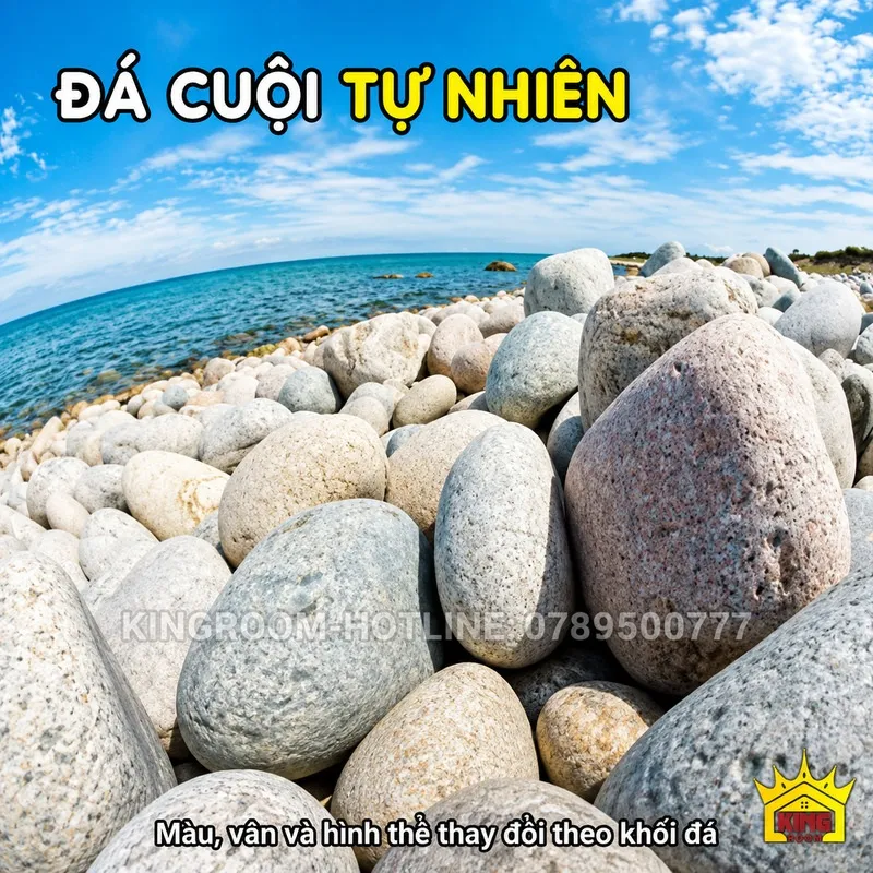 Những khối đá cuội tự nhiên có màu sắc và kích thước khác nhau-kingroom