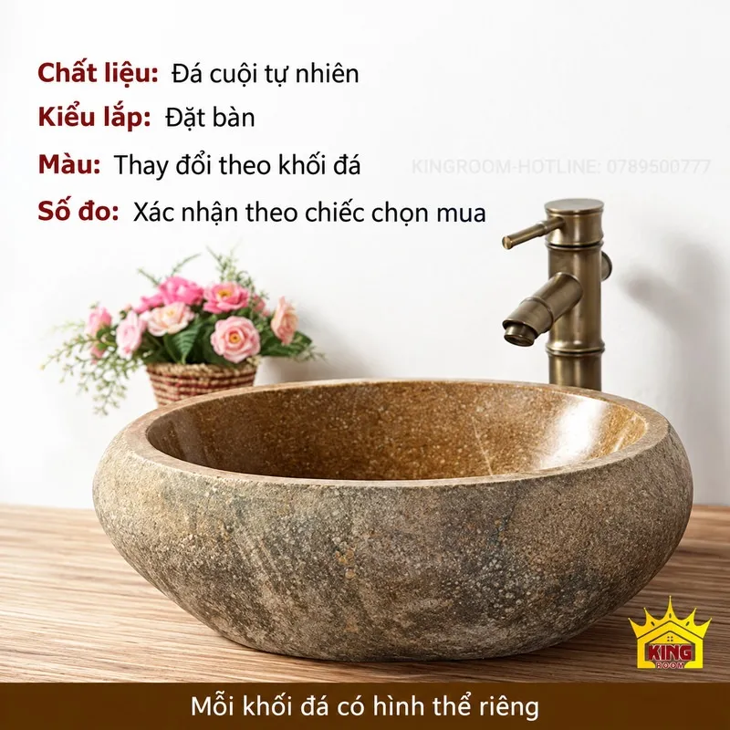 chậu đá cuội tự nhiên kiểu đặt bàn-kingroom