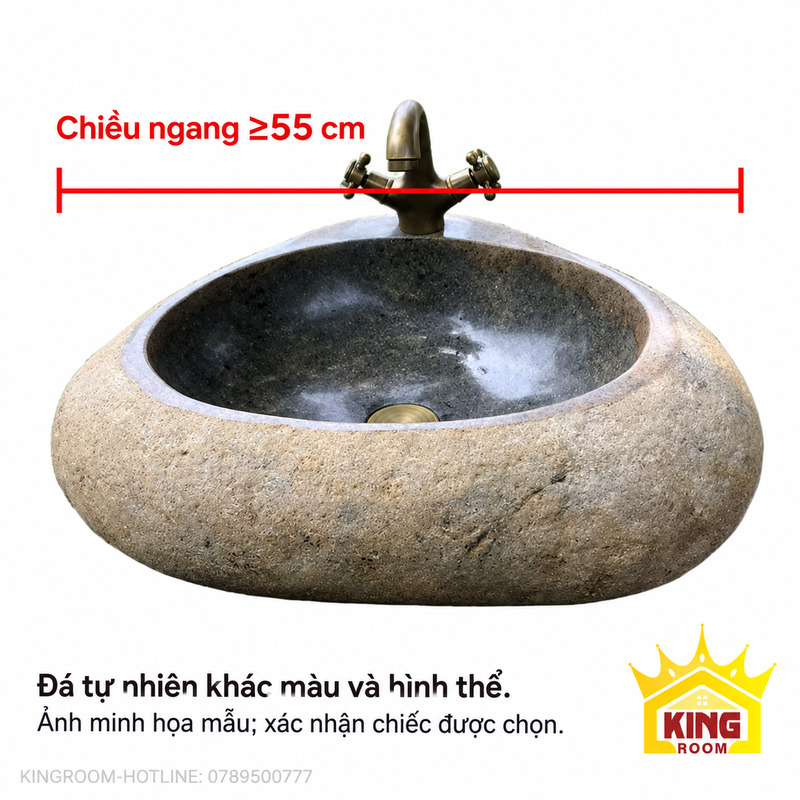 Ảnh minh họa lavabo đá cuội tam giác có nhãn chiều ngang ≥55 cm