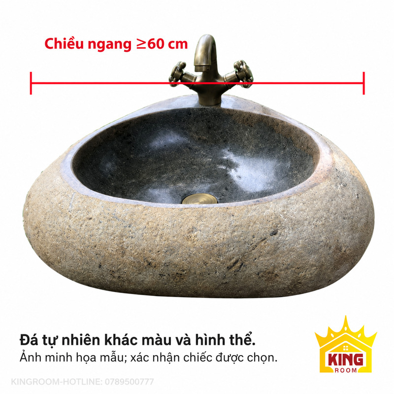 Ảnh minh họa chậu đá cuội tam giác bo góc có nhãn chiều ngang ≥60 cm