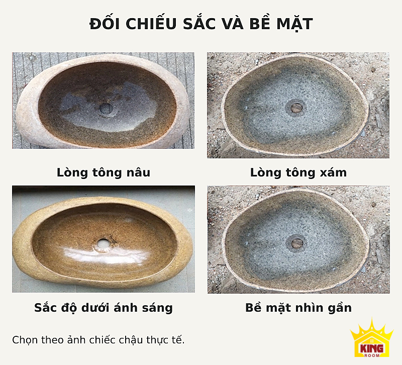 Lavabo đá cuội vỏ sáng lòng sẫm – Các góc lòng chậu giúp so sắc đá và bề mặt hoàn thiện Các góc lòng chậu giúp so sắc đá và bề mặt hoàn thiện