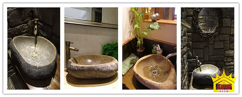 Lavabo đá cuội vỏ sáng lòng sẫm – Những phối cảnh tham khảo với các sắc và dáng chậu đá Những phối cảnh tham khảo với các sắc và dáng chậu đá