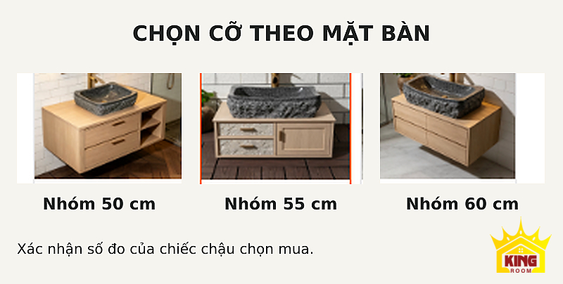 Lavabo đá cuội vuông bo góc – Ba nhóm cỡ chậu vuông bo góc để tham khảo tỷ lệ với mặt bàn Ba nhóm cỡ chậu vuông bo góc để tham khảo tỷ lệ với mặt bàn