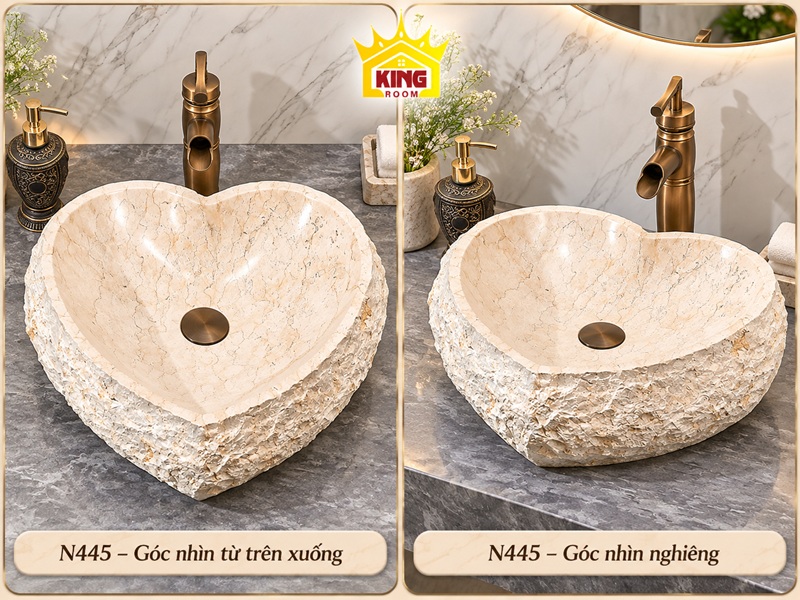 Lavabo Marble N445 Hai Goc Chup