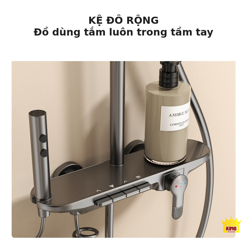 Kệ đồ tích hợp trên củ sen cây KINGROOM màu xám