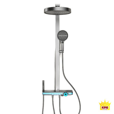 Toàn bộ sen cây KINGROOM màu xám với bát tròn và cụm phím đàn trên nền trắng